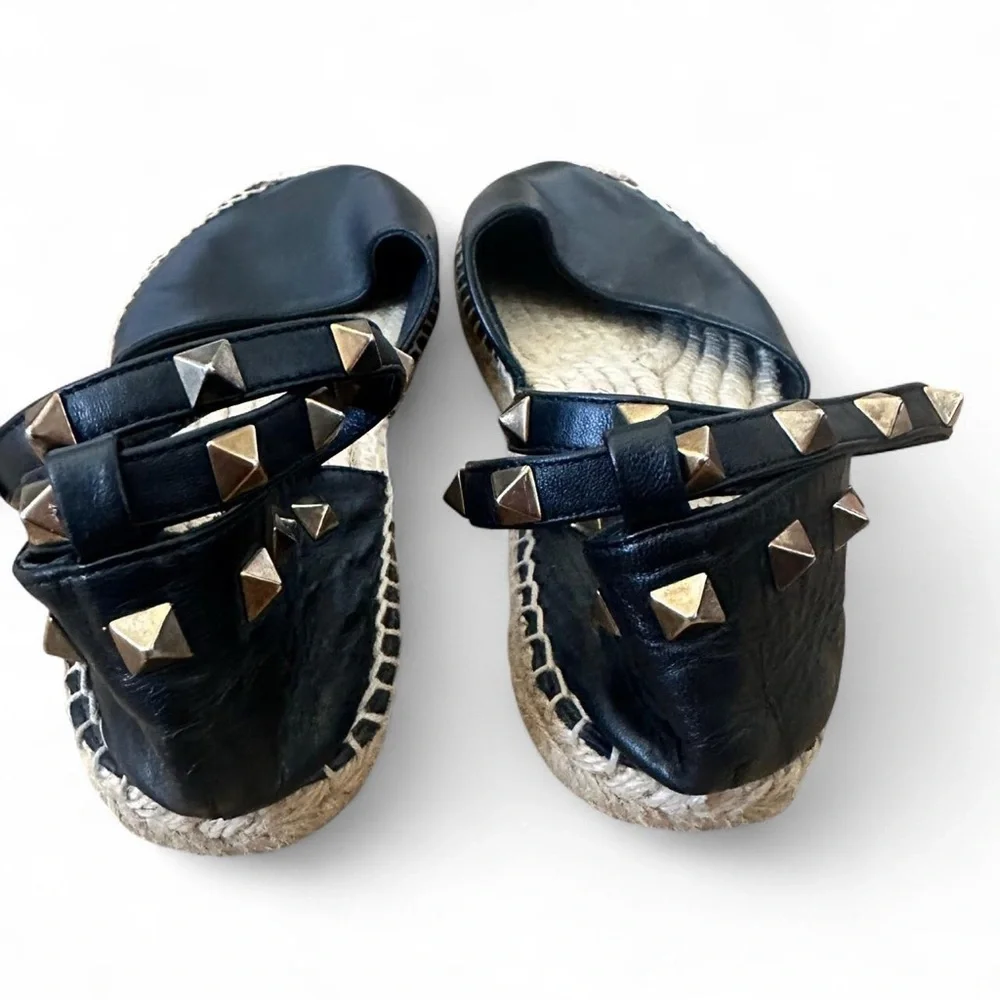 Ash Zania d'Orsay Esapdrilles Black Studded Leather Size 39 MSRP $298